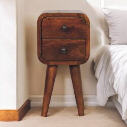 Extra Mini Curved Nightstand - Chestnut