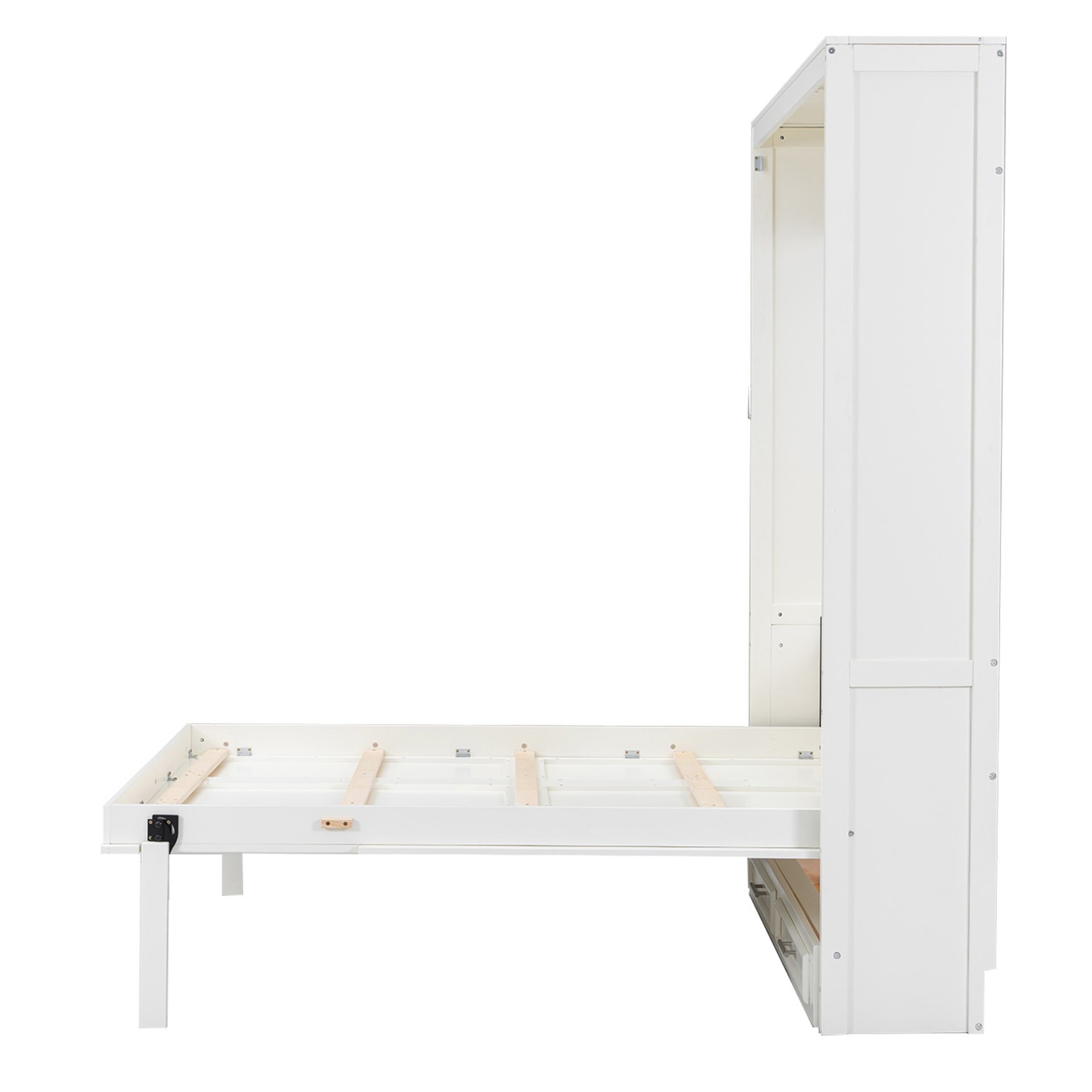 Full Size Murphy Bed With 2 Drawers - Beige - Image 8