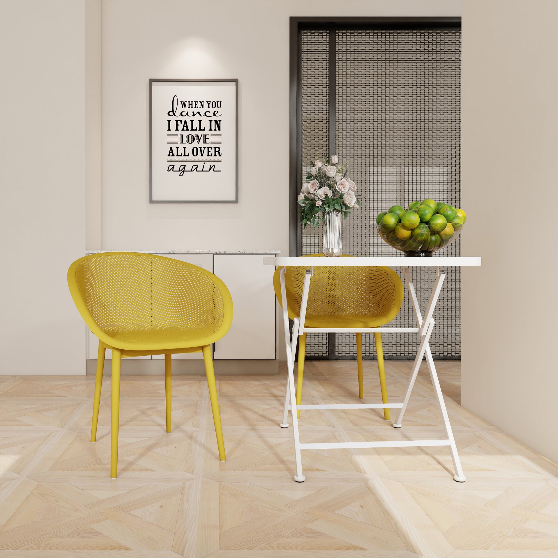 2 Pack Lounge Chair Set With Folding Square Table - Earthy Yellow / Khaki / White - Image 12