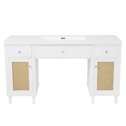Bathroom Vanity With Sink, Spacious Storage Cabinet - White