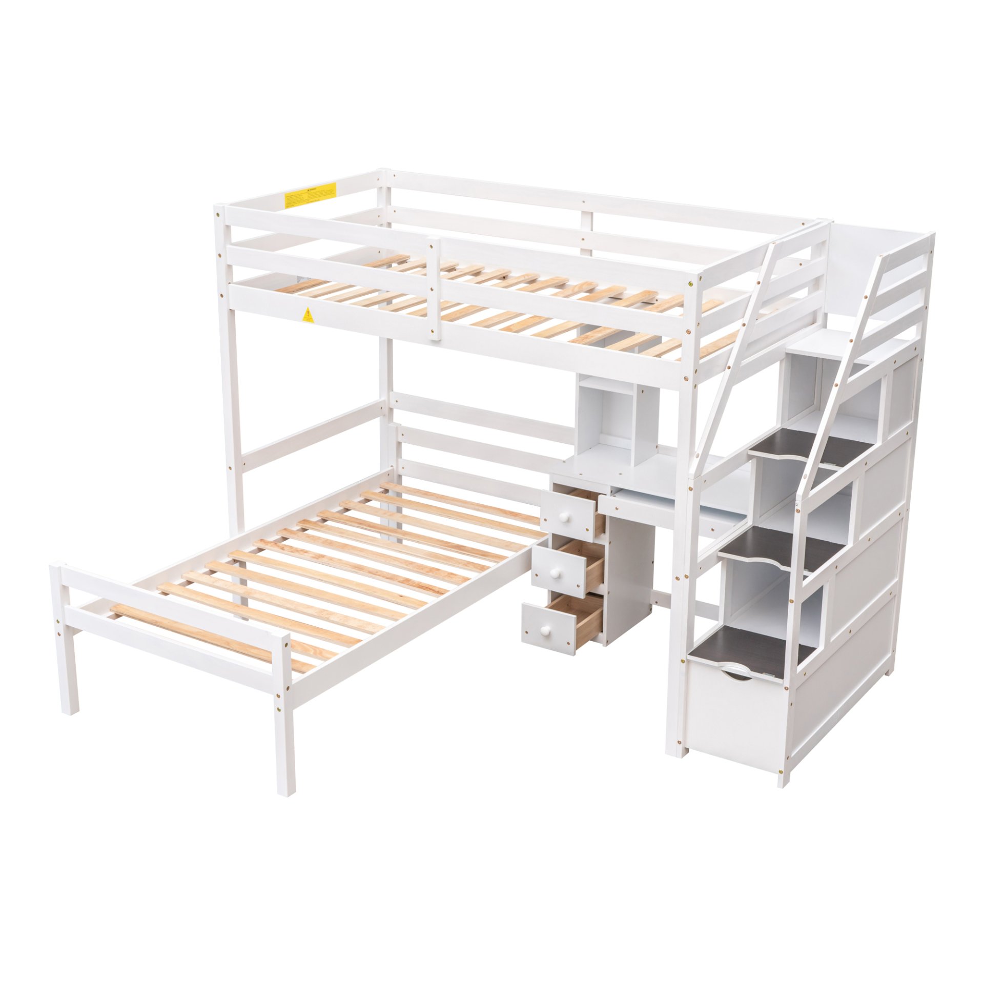 Twin Size Loft Bed With Stand Alone Bed, Storage Staircase, Desk, Shelves, And Drawers - White - Image 8