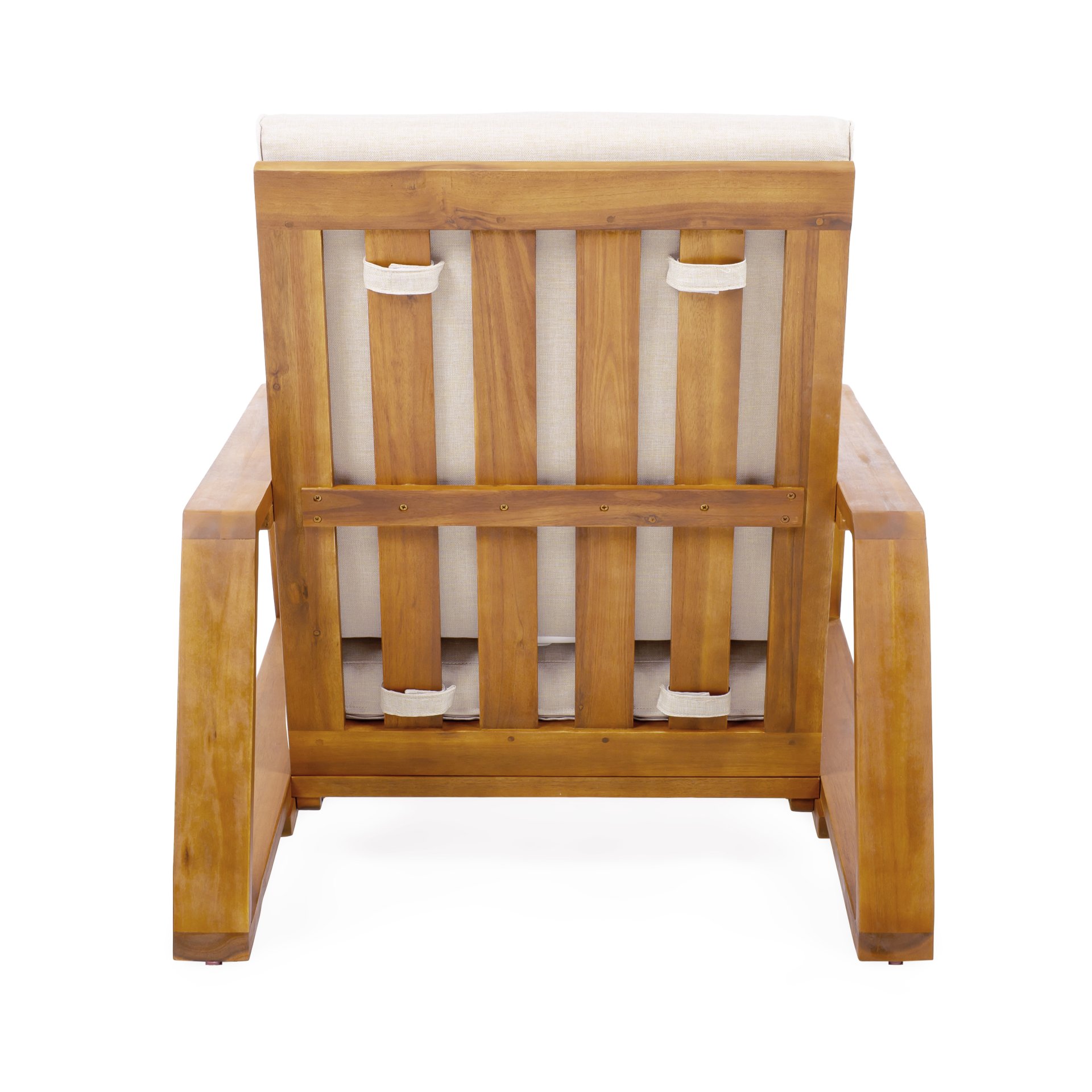 Outdoor Patio Lounge Chair - Teak / Beige - Image 9