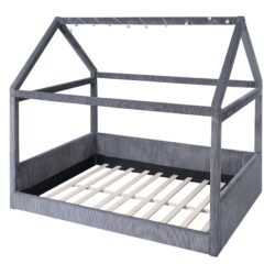 Full Size Upholstered House Style Daybed With LED Light Strips - Grey