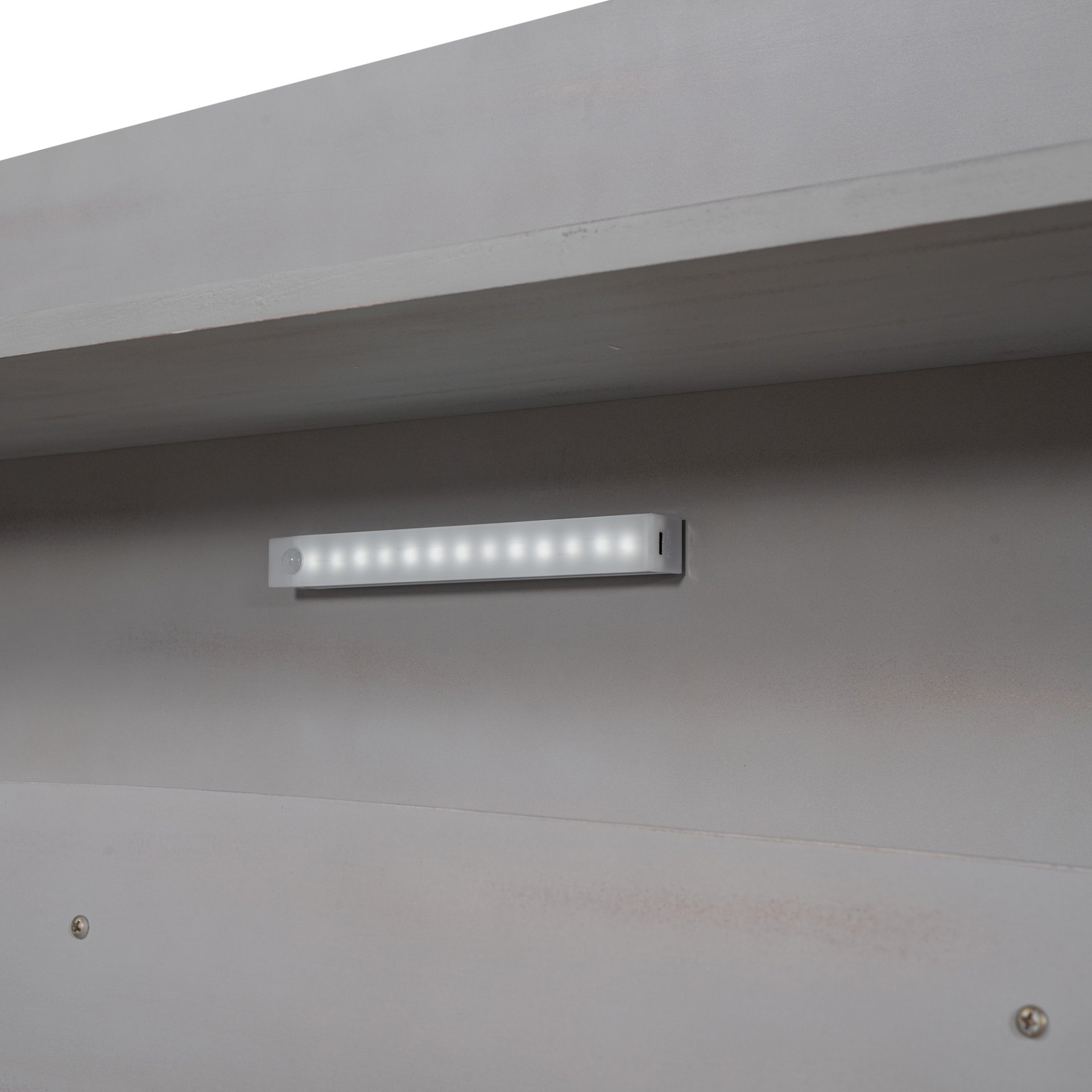 Full Size Platform Bed With LED Light, Storage Headboard And Guardrail - Antique Gray - Image 13