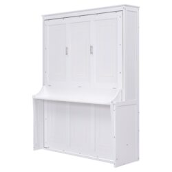 Queen Size Murphy Bed With Shelf - White