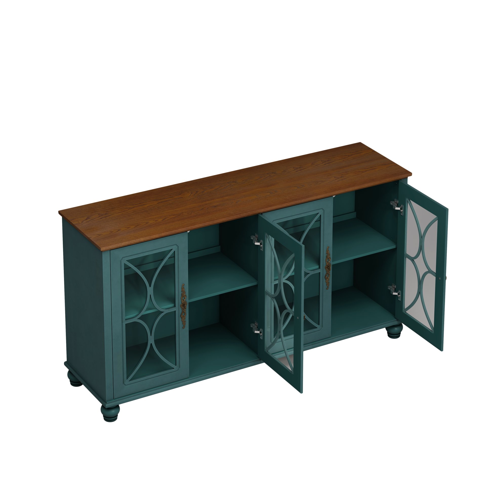 Elegant 4 Door Cabinet With Tempered Glass Doors - Dark Green - Image 8