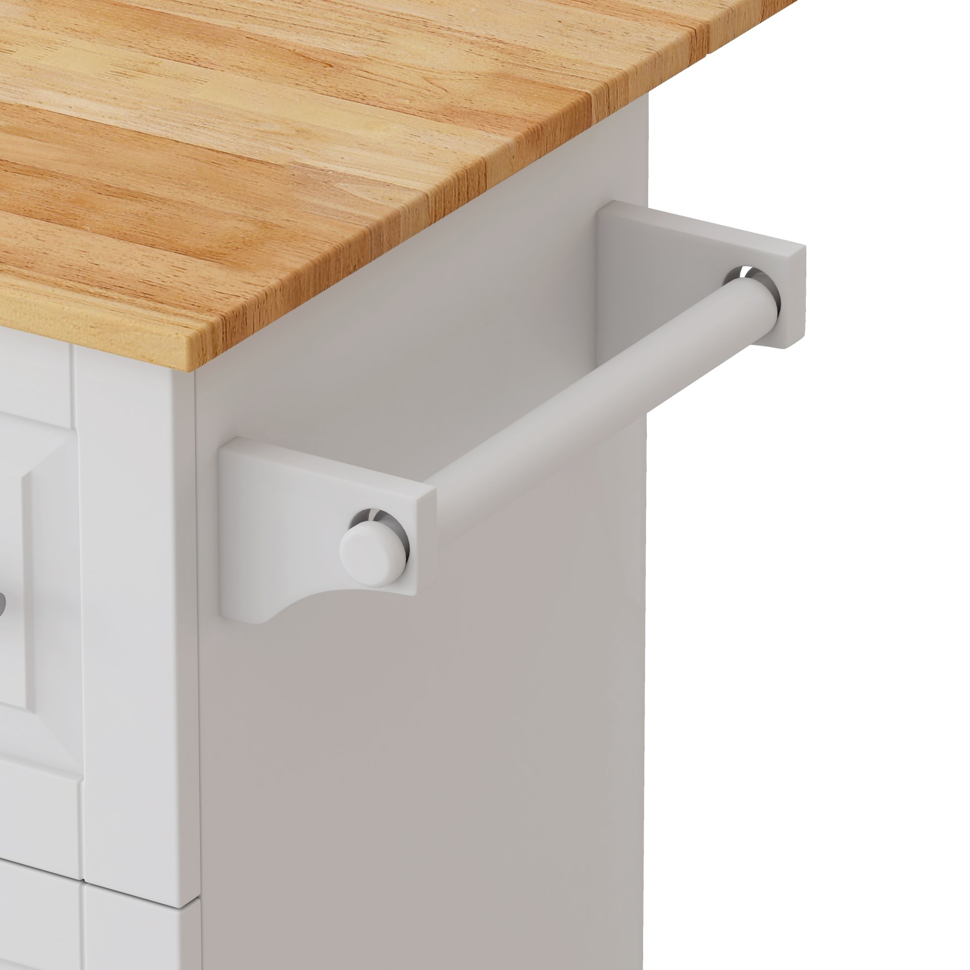 Kitchen Island Cart With 2 Door Cabinet, 3 Drawers, Spice Rack & Towel Rack - White - Image 8