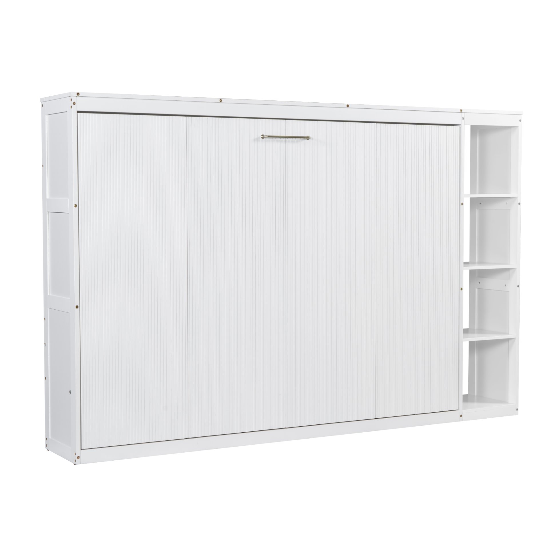 Full Size Murphy Bed With Bookshelf And Storage - White - Image 7