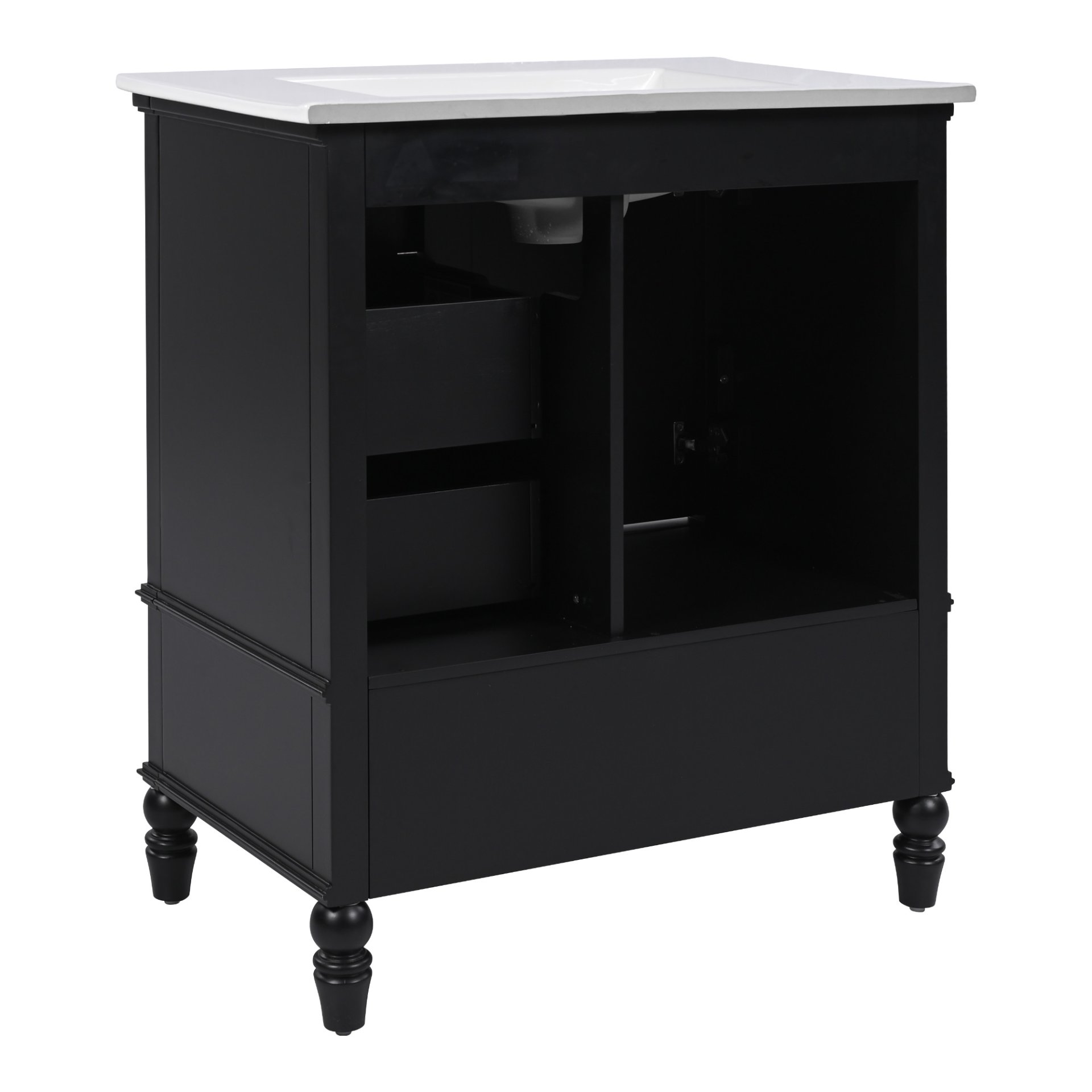 30" Bathroom Vanity With Sink, Cabinet With Door & 3 Drawers - Black - Image 19