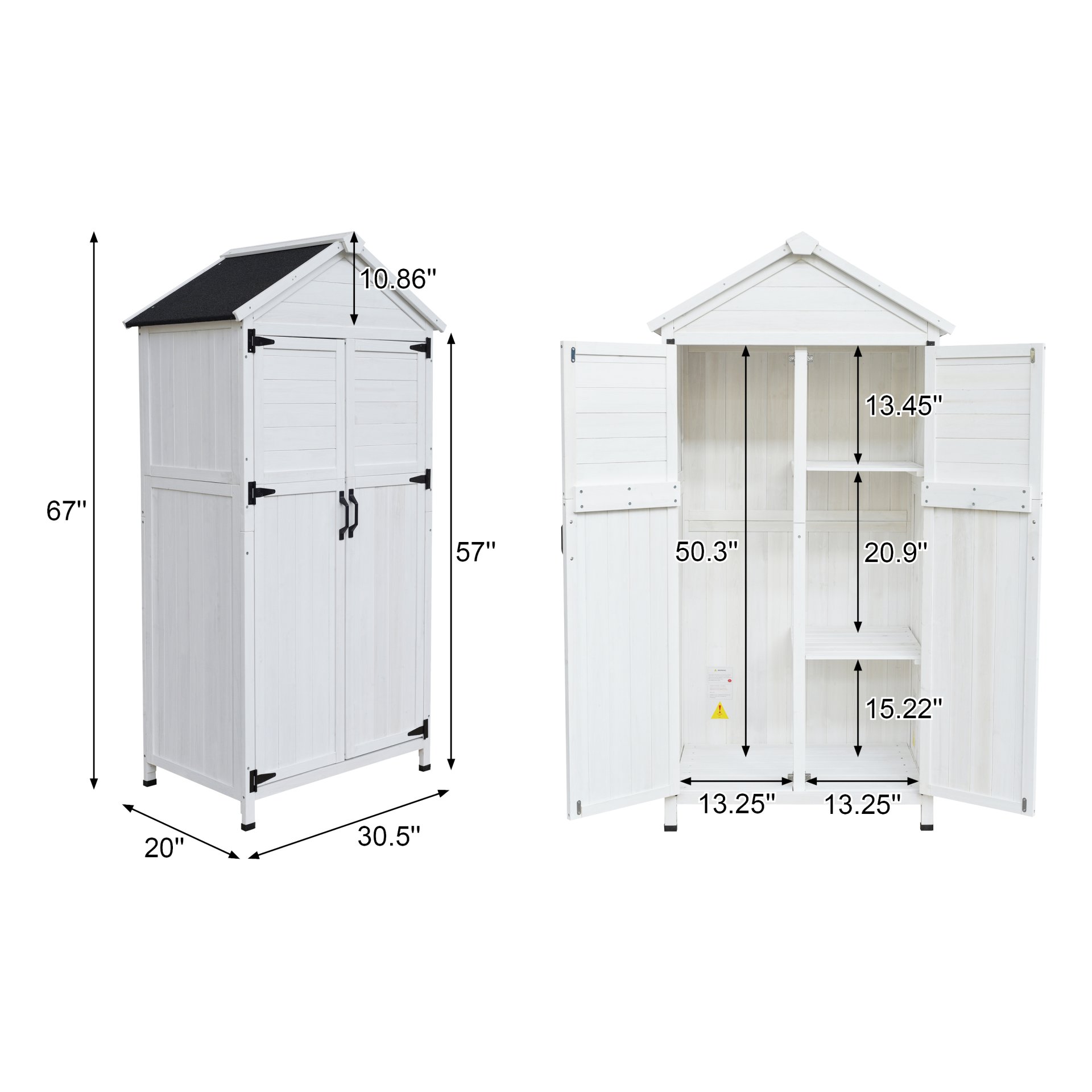 Storage Shed With Double Doors For Outdoor Garden Tool Organization - White - Image 3