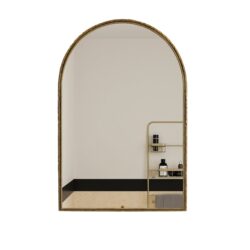 Arched Mirror With Shatterproof Glass For Bathroom, Vanity Or Wall Decor - Gold