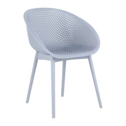 2 Piece Durable Single Chair With Mesh Hollow Out Design - Light Gray