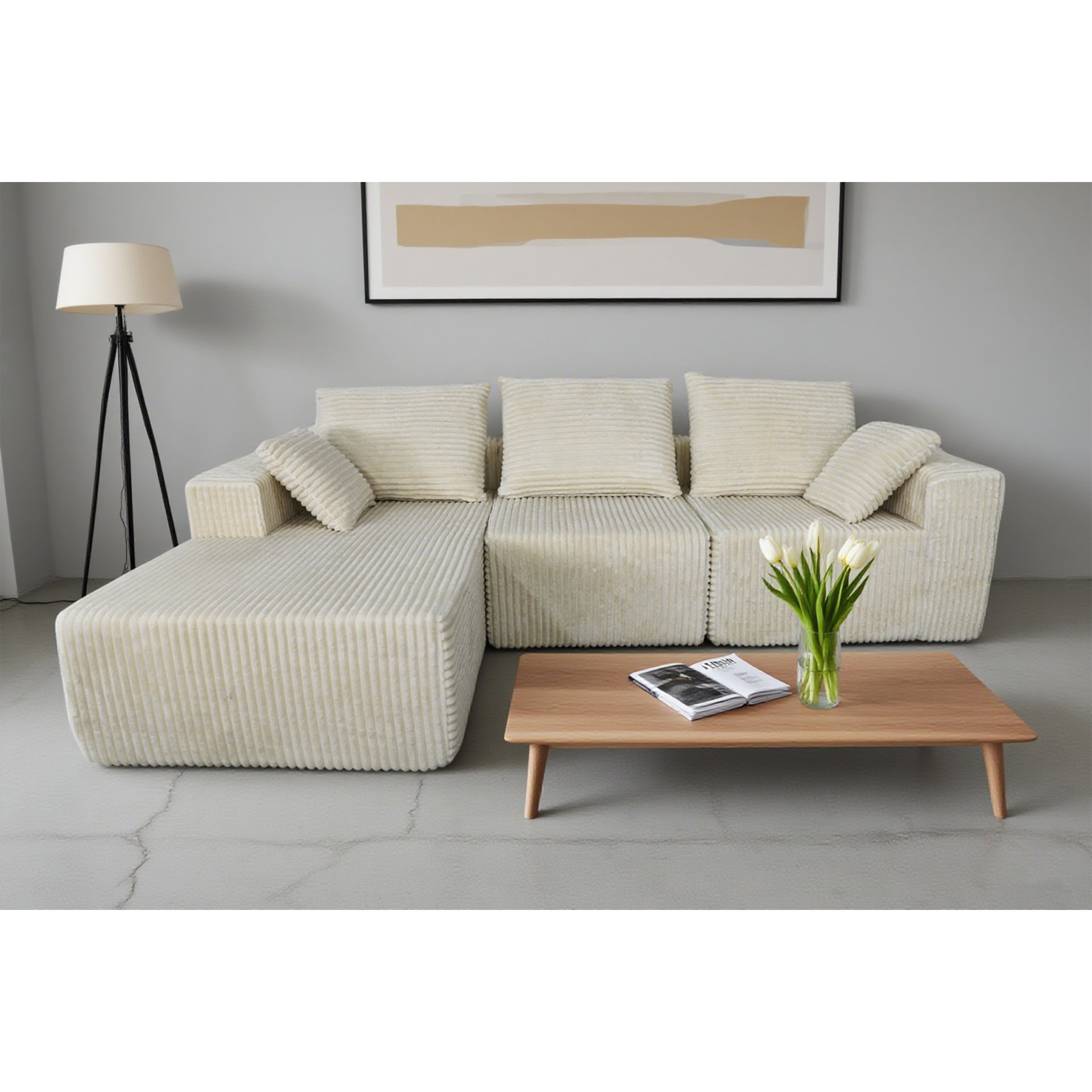 Corner Combination Sofa Sectional Couch, Modular Design For Flexible Living Spaces - Beige - Image 12