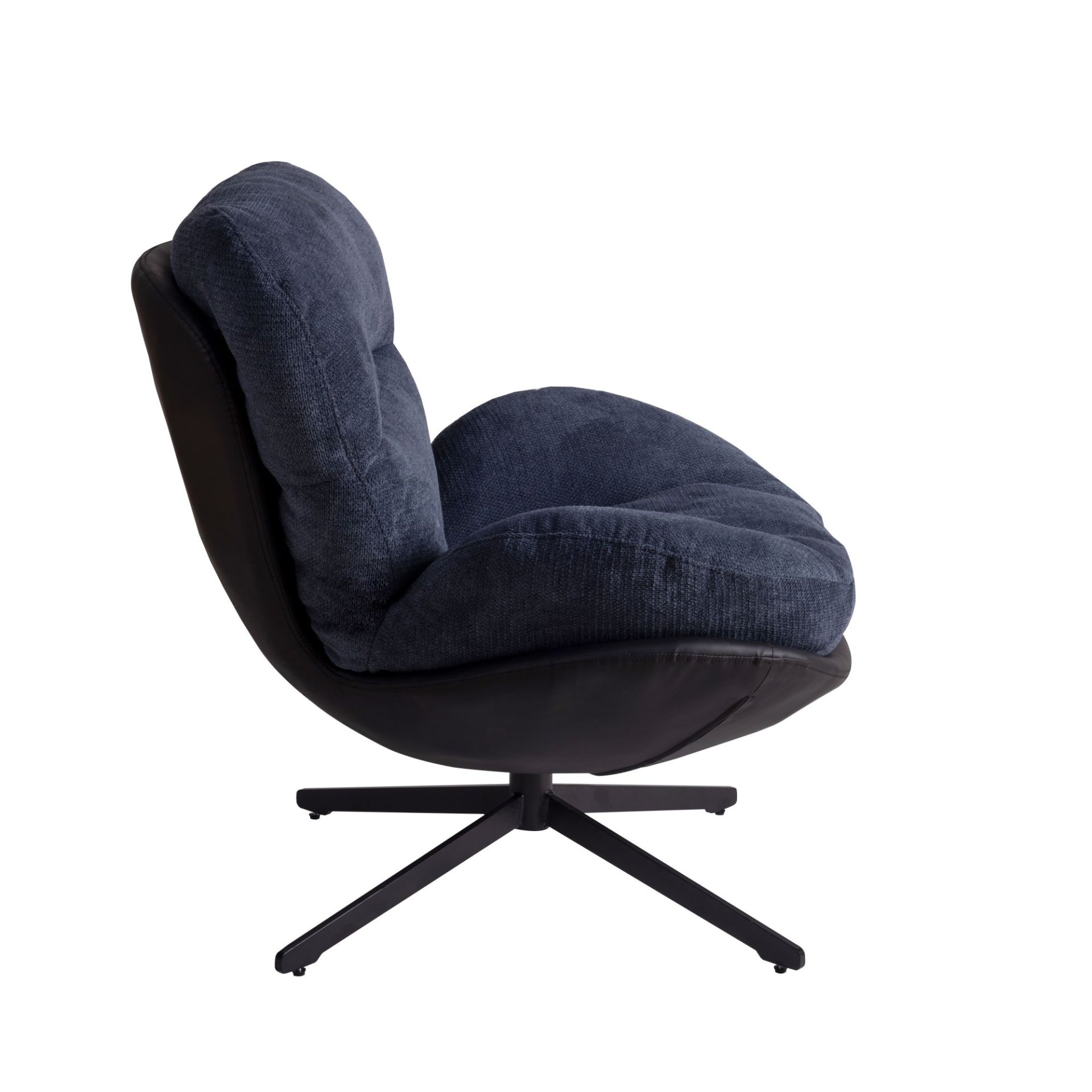 360° Swivel Office Chair, Modern Chenille Chair With And Metal Base Frame, No Wheels, Accent Chair - Dark Blue - Image 16