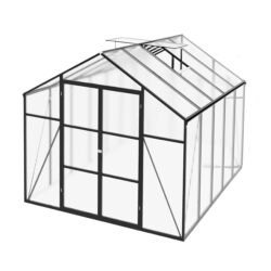 Frame Greenhouse 8 X 10 Ft Polycarbonate Heavy Duty Walk In Garden Greenhouse For Backyard In All Seasons - Black
