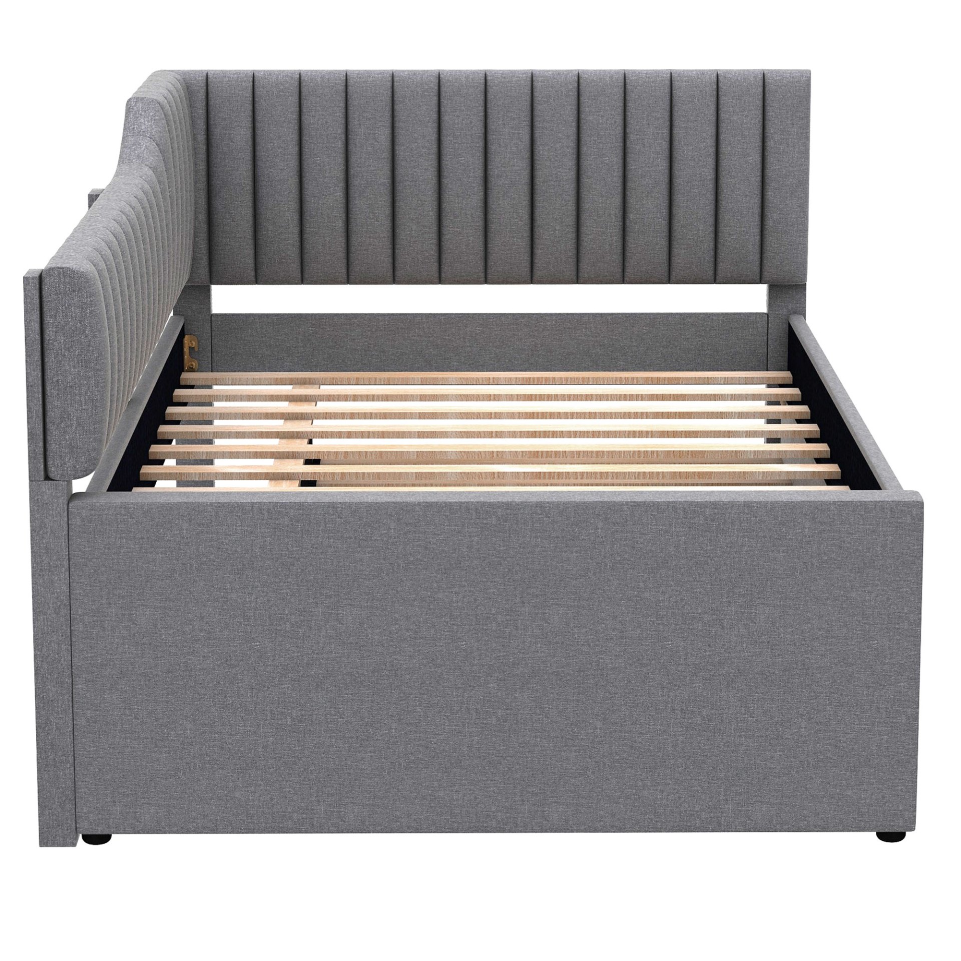 Full Size Upholstered Daybed With Trundle And 3 Drawers - Gray - Image 7