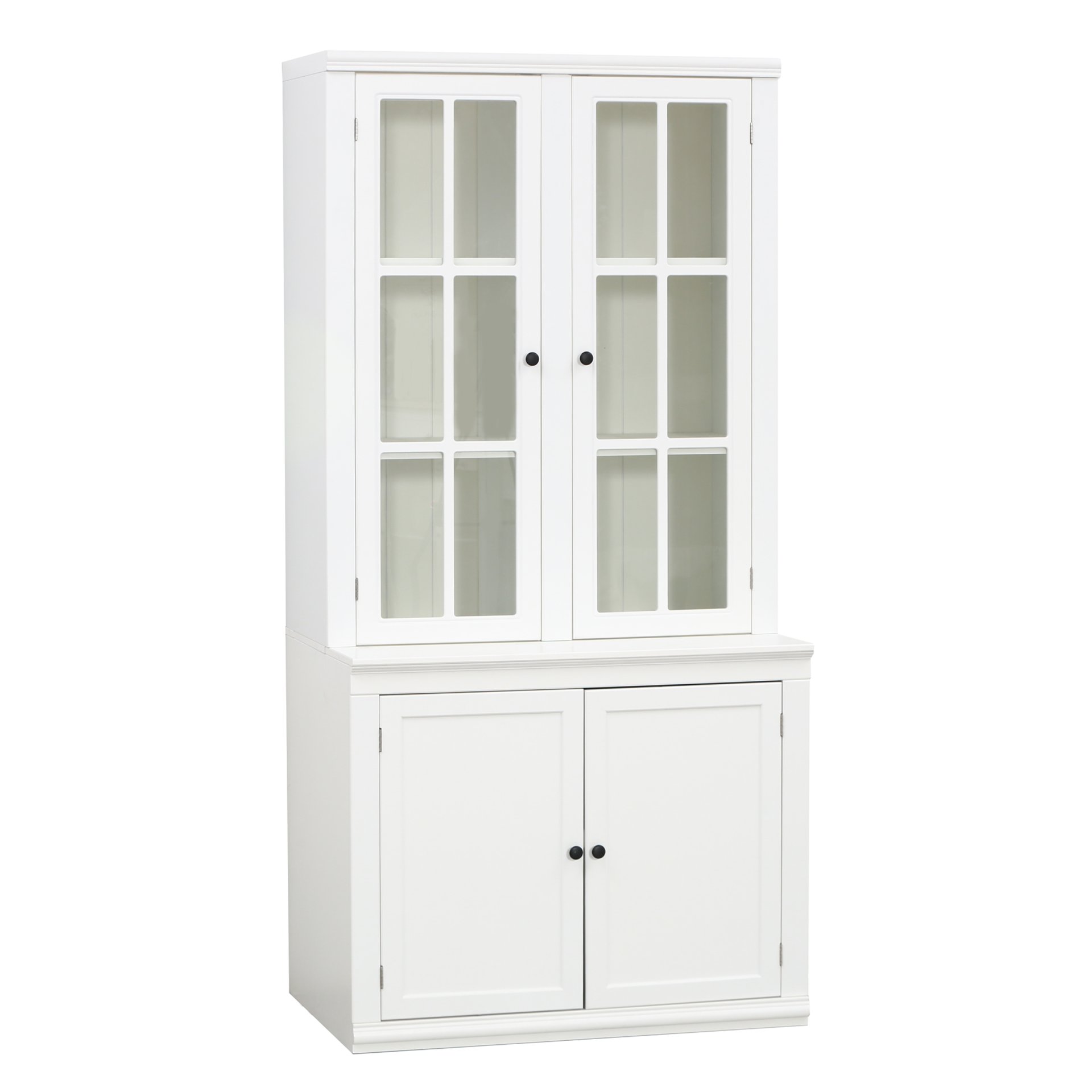 Retro Style Hutch Cabinet With Double Glass Doors, China Cabinet For Home, Office, Or Studio - White - Image 11
