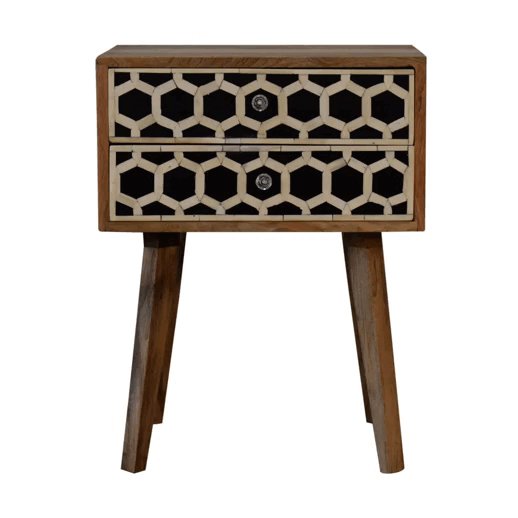 Inlay - Bone Scandi Bedside Table - Oak - Image 11
