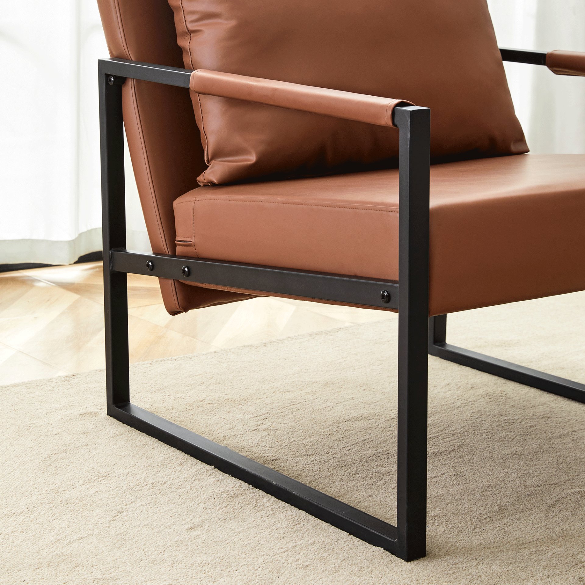 Classic Metal Frame Sofa Ergonomically Designed, A Perfect Blend Of Modern And Industrial Styles - Brown - Image 15