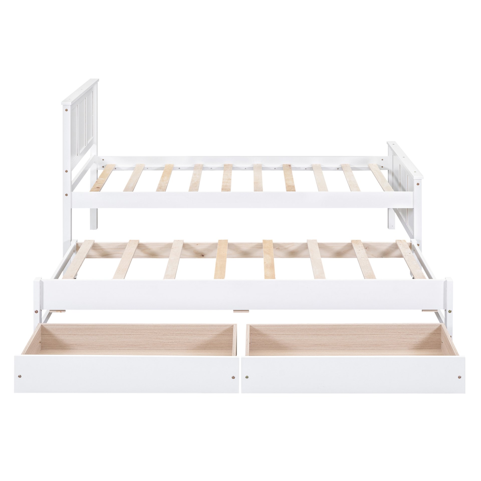 Twin Size Platform Bed With Trundle And Drawers - White - Image 8
