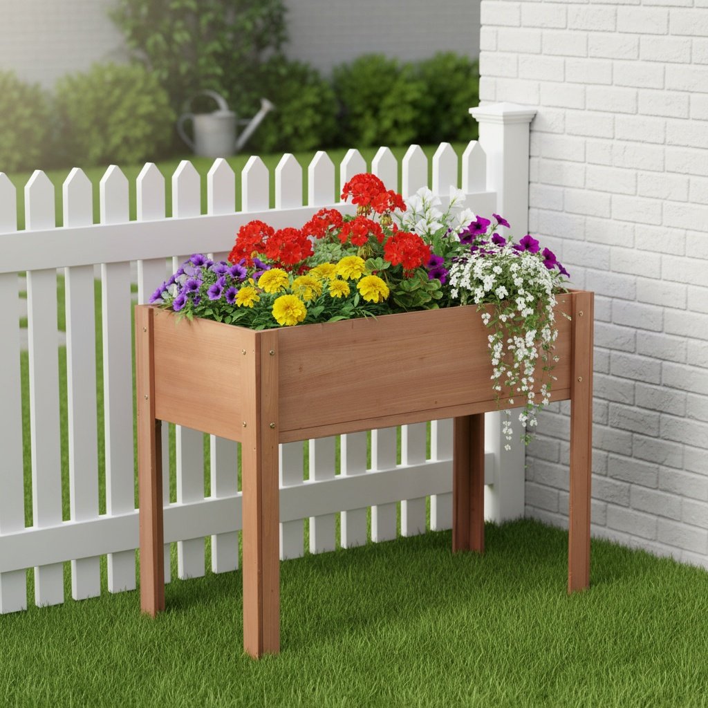 Raised Garden Bed & Legs, Elevated Planter Box For Outdoor Plants Flowers Fruits Vegetable Herb Growing - Coffee - Image 21