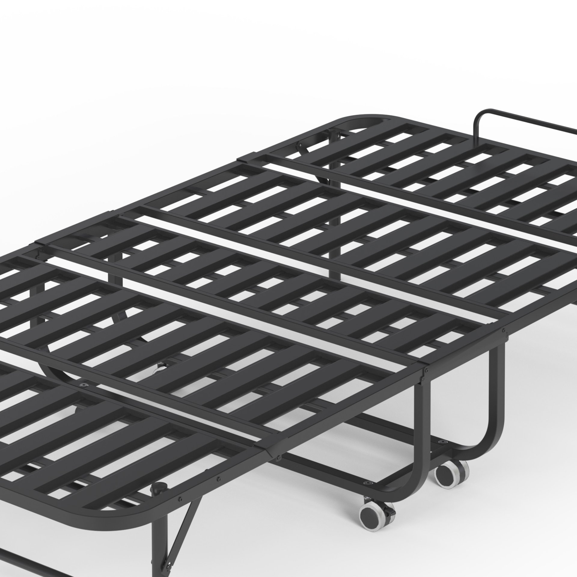 Twin Folding Bed With Memory Foam Mattress Portable Rollaway Bed Sturdy Metal Frame - Brushed Nickel - Image 22