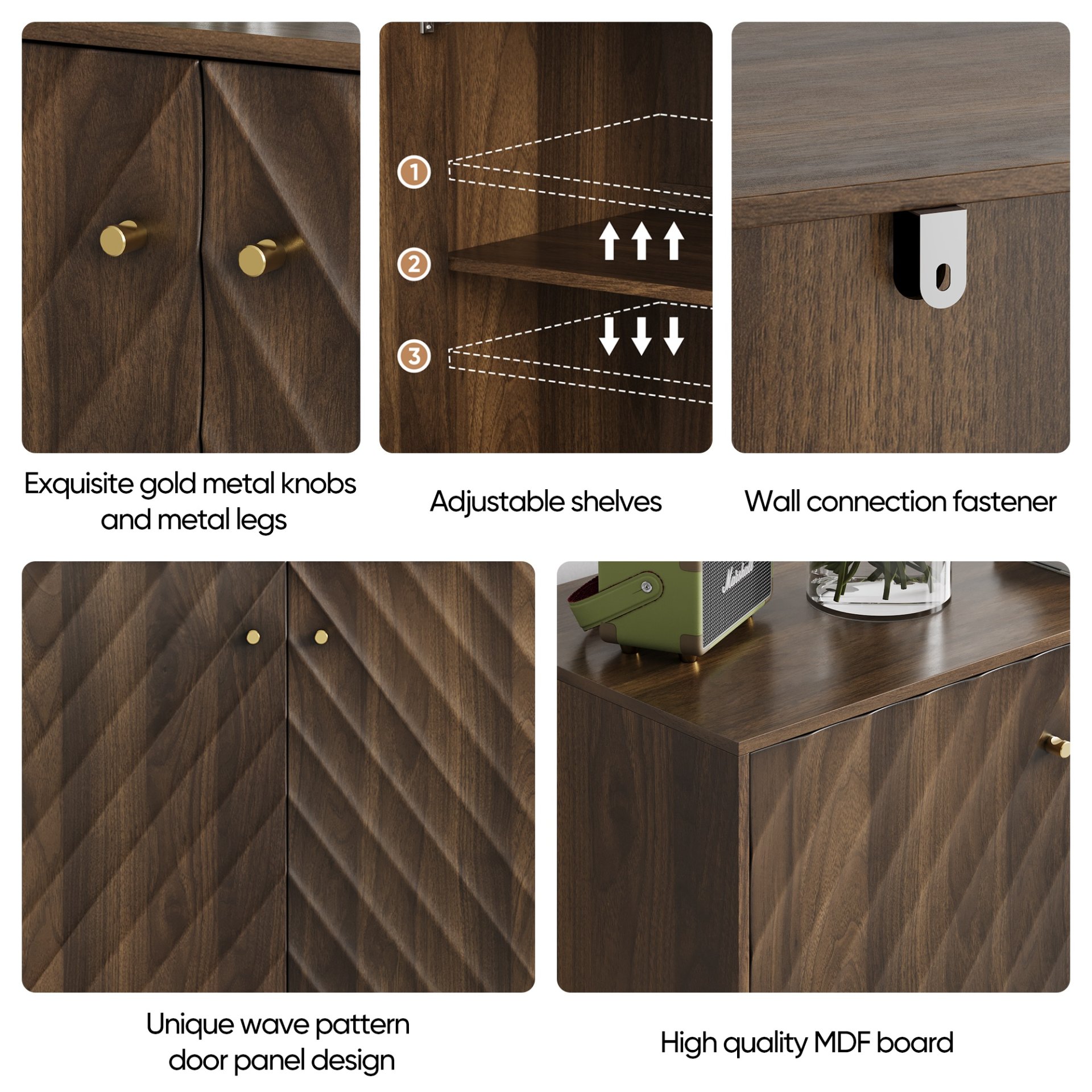 Sideboard Buffet With Storage For Living Room - Walnut - Image 7