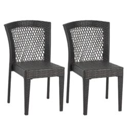 Outdoor Dining Chairs, Stackable Chairs With UV Resistant Frame (Set of 2) - Brown Multi