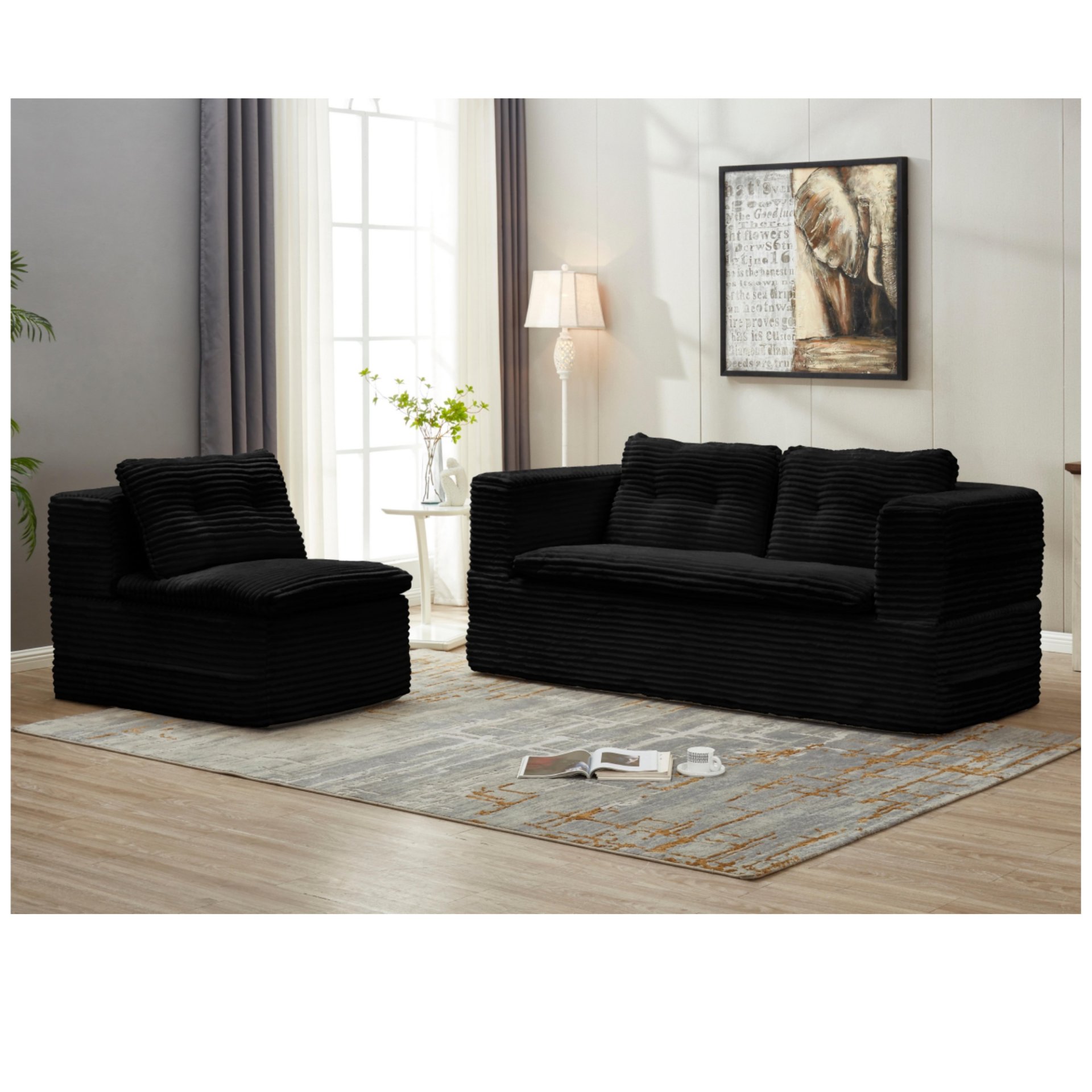 Multi Functional Sectional Sofa Bed With Independent Chaise Lounge And Functional Blanket - Black - Image 14