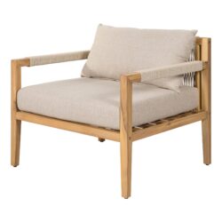 Outdoor Leisure Chair, Comfortable & Versatile For Any Patio - Acacia Wood / Beige