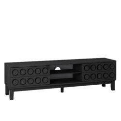 Media Console With 4 Drawers And Cable Management For TVs Up To 75" - Black / Gray