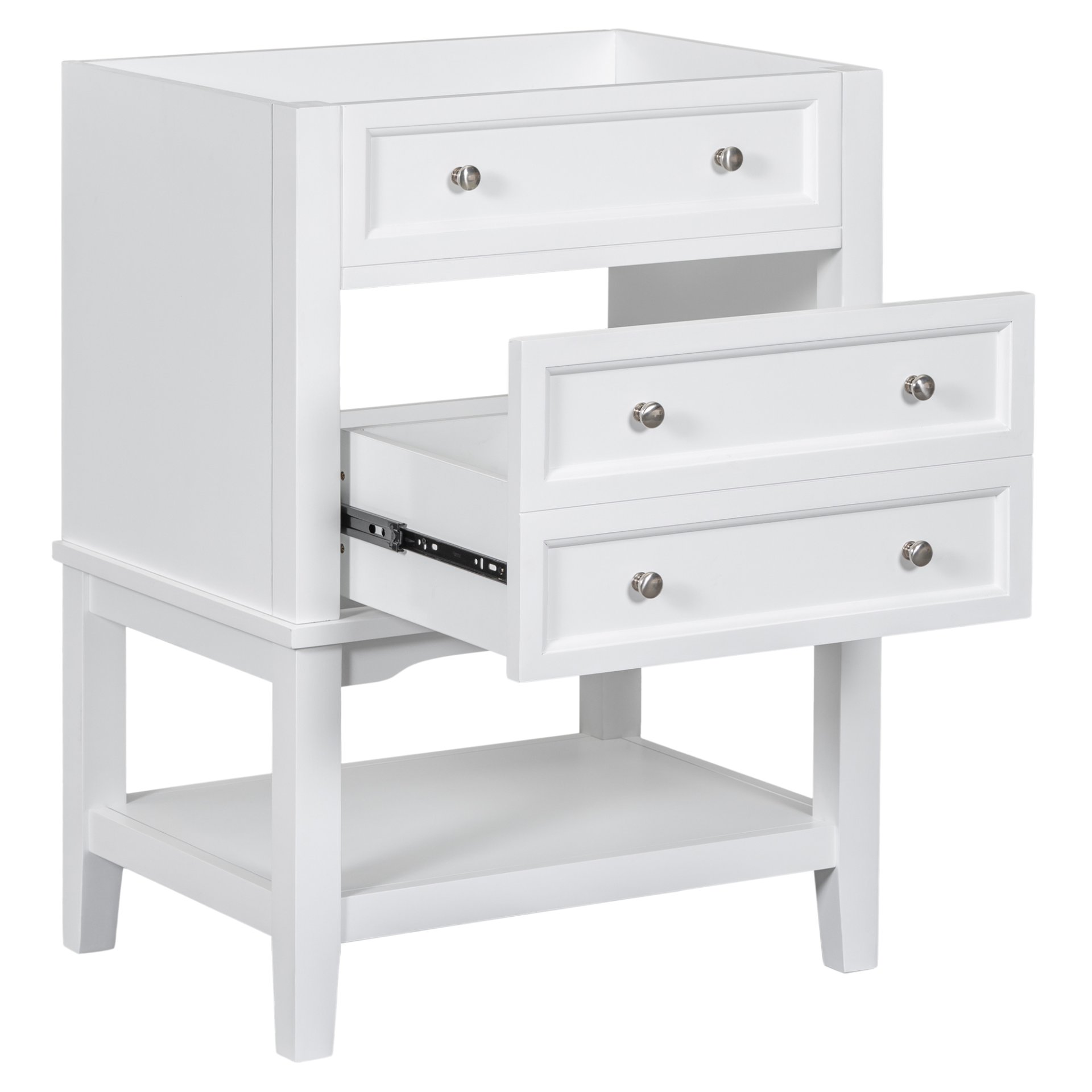 24" Bathroom Vanity Without Sink, Base Only, Storage Cabinet With Drawer And Open Shelf - White - Image 5
