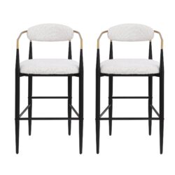Upholstered Bar Stools With Backs For Kitchen Island (Set of 2) - Beige