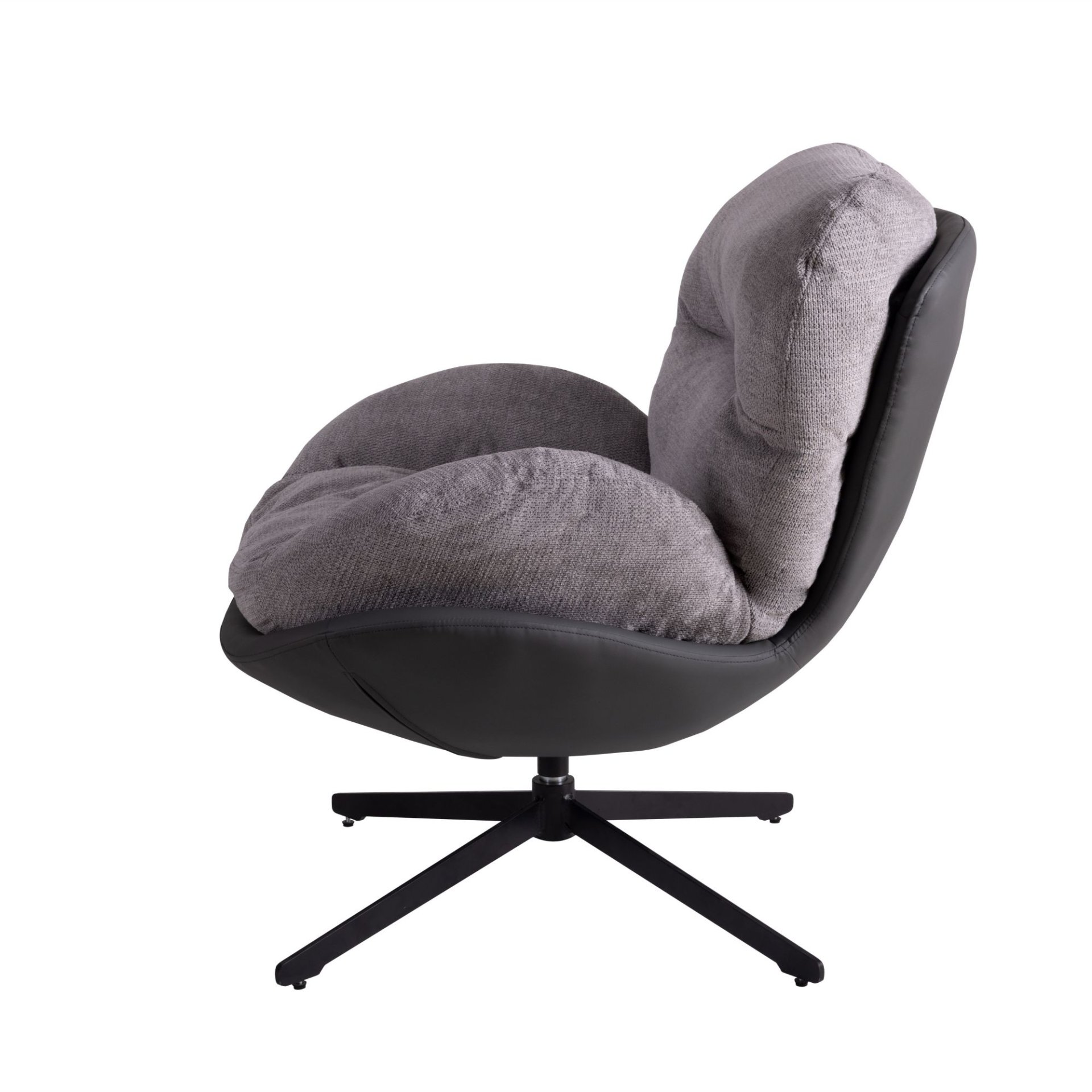 360° Swivel Office Chair, Modern Chenille Chair With And Metal Base Frame, No Wheels, Accent Chair - Gray - Image 12