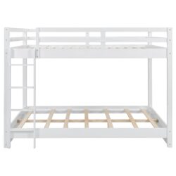 Queen Size Bunk Bed With Ladder - White
