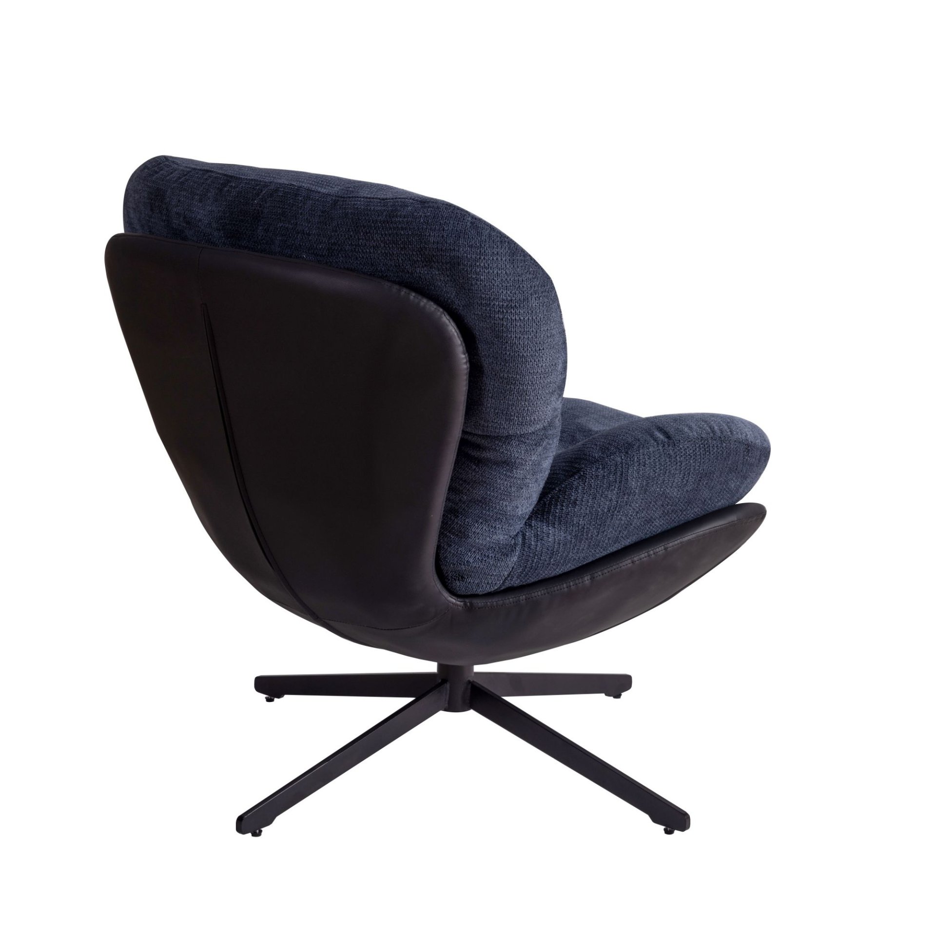 360° Swivel Office Chair, Modern Chenille Chair With And Metal Base Frame, No Wheels, Accent Chair - Dark Blue - Image 17