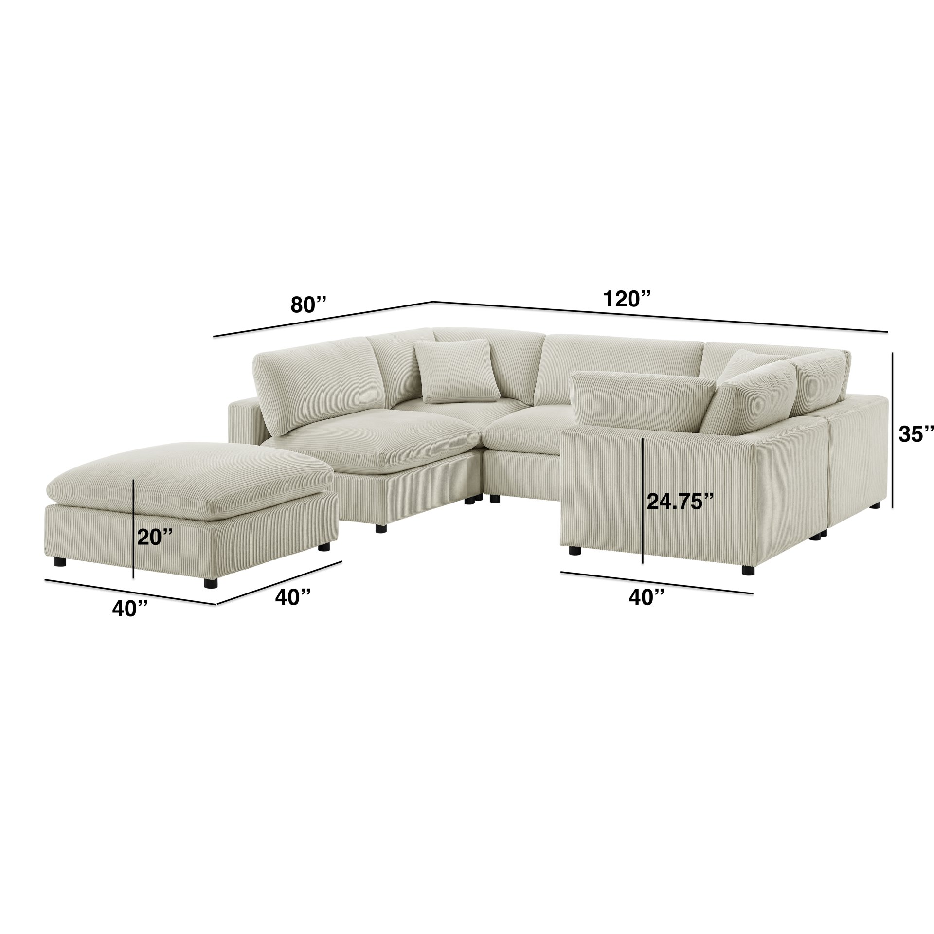 Chelsea - Modular 6 Piece Sectional - Beige - Image 18