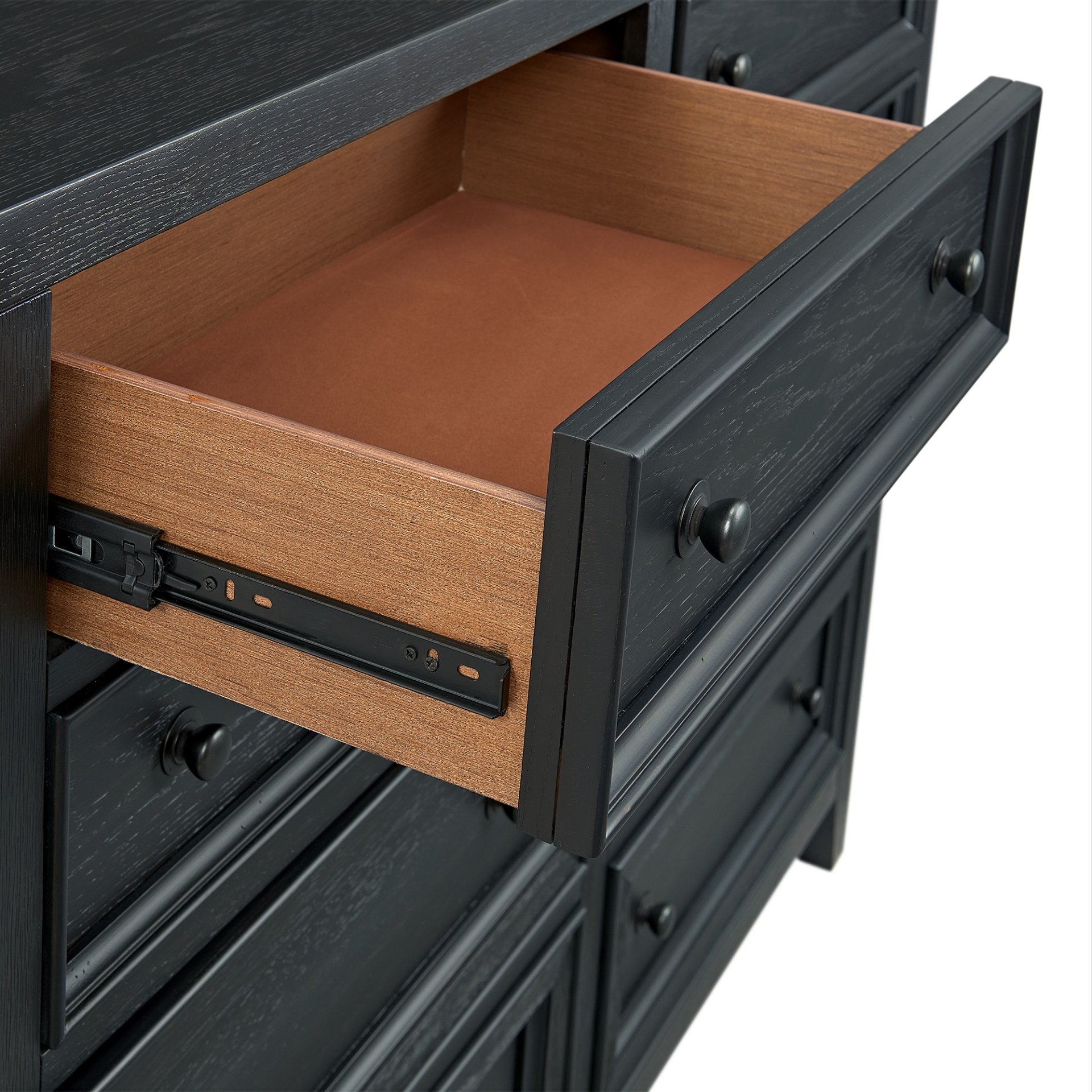 8 Drawer Dresser With Classic Framed Fronts And Smooth Glides - Black - Image 4