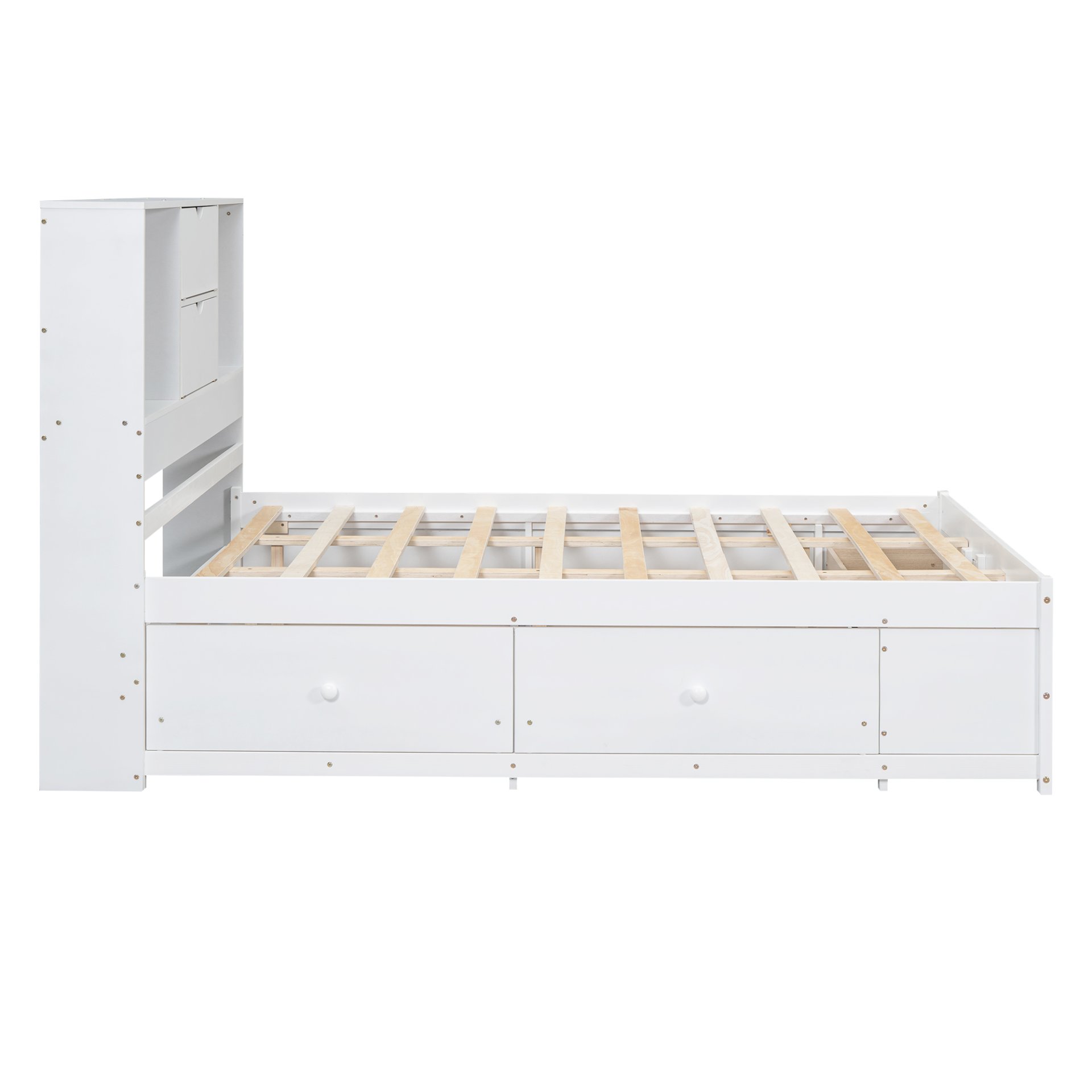 Queen Size Platform Bed With Storage Headboard And 8 Drawers - White - Image 7