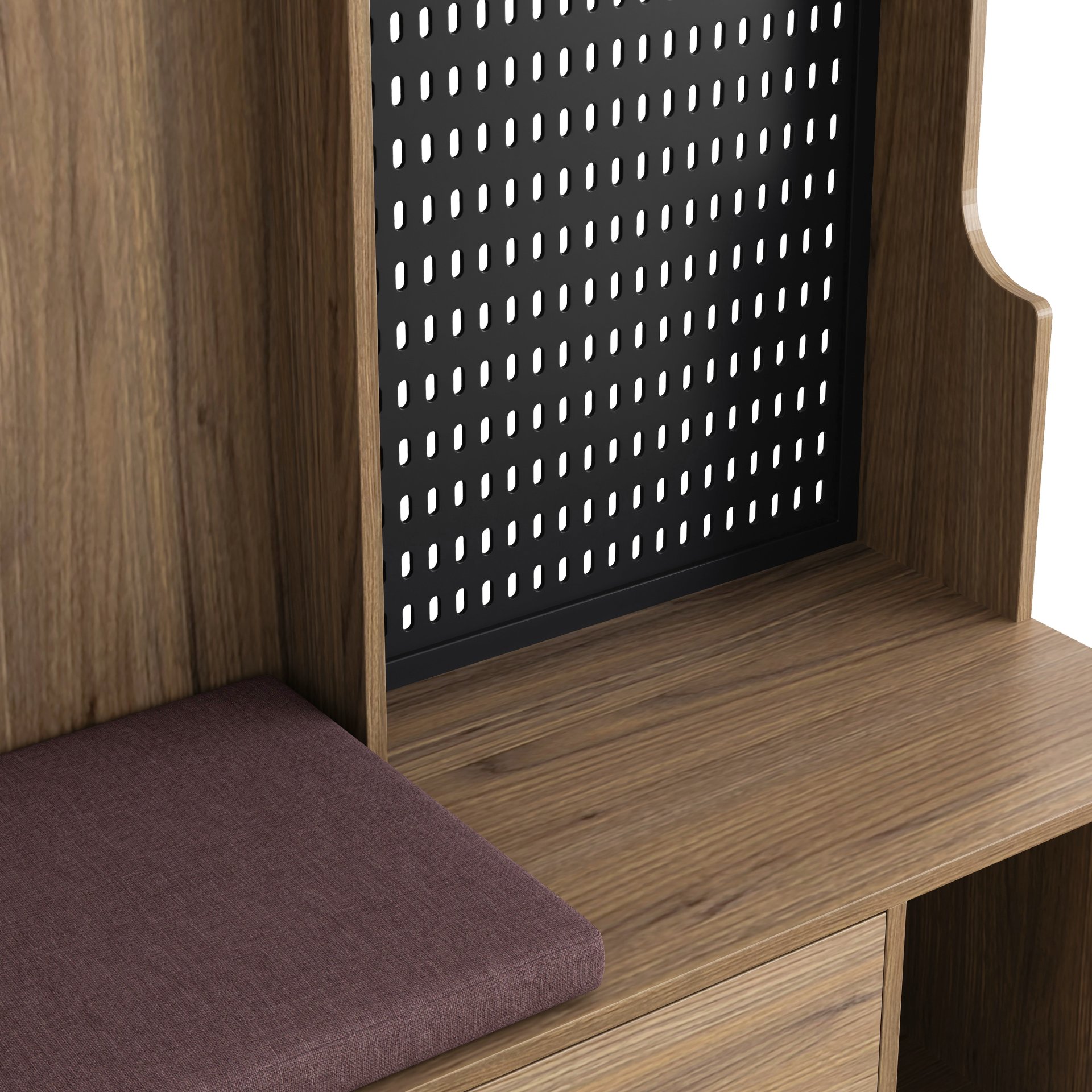 Hallway Hall Tree With Removable Cushion Bench, Coat Rack, Storage Shelves - Brown - Image 14