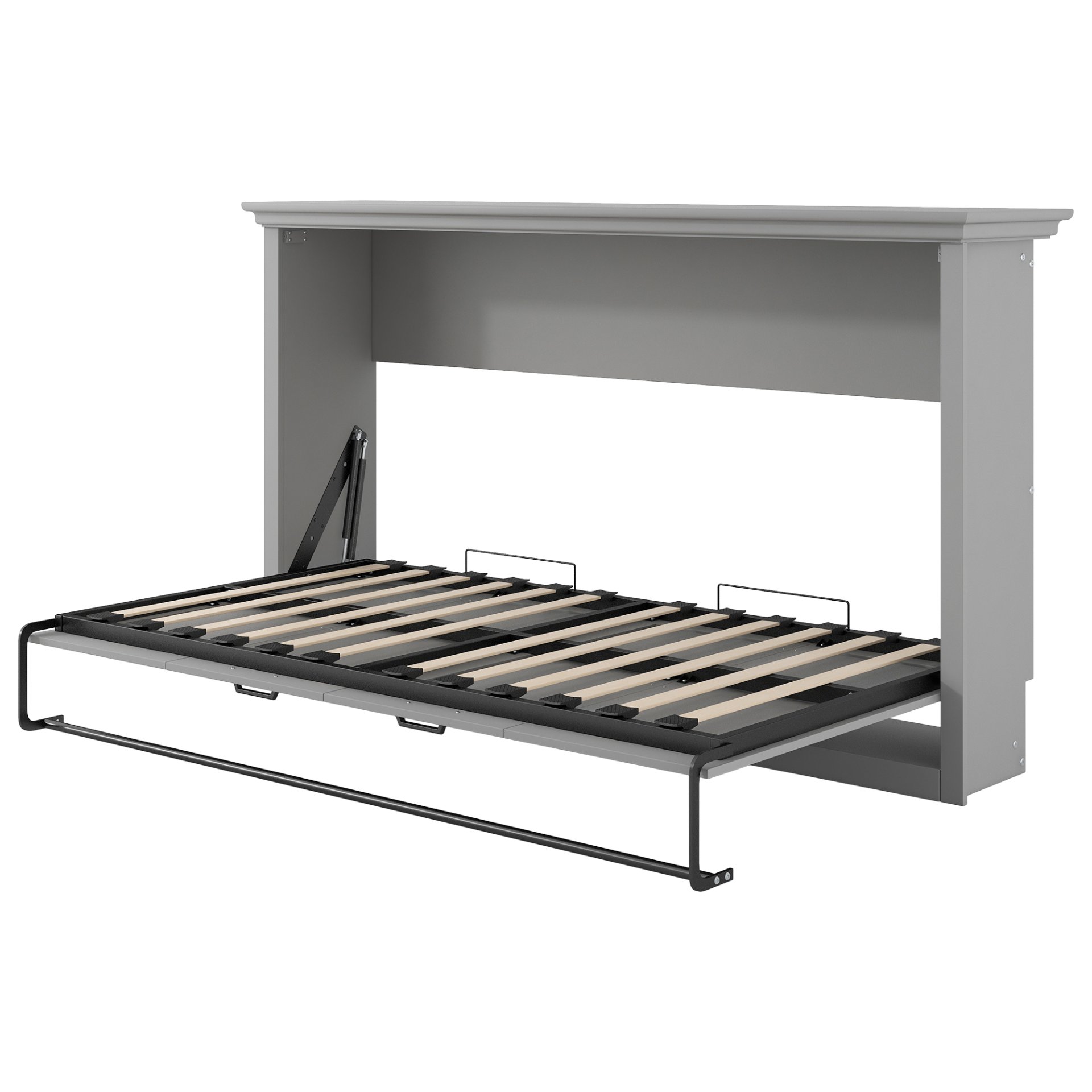 Twin Size Murphy Bed With Cabinet Storage - Gray - Image 12