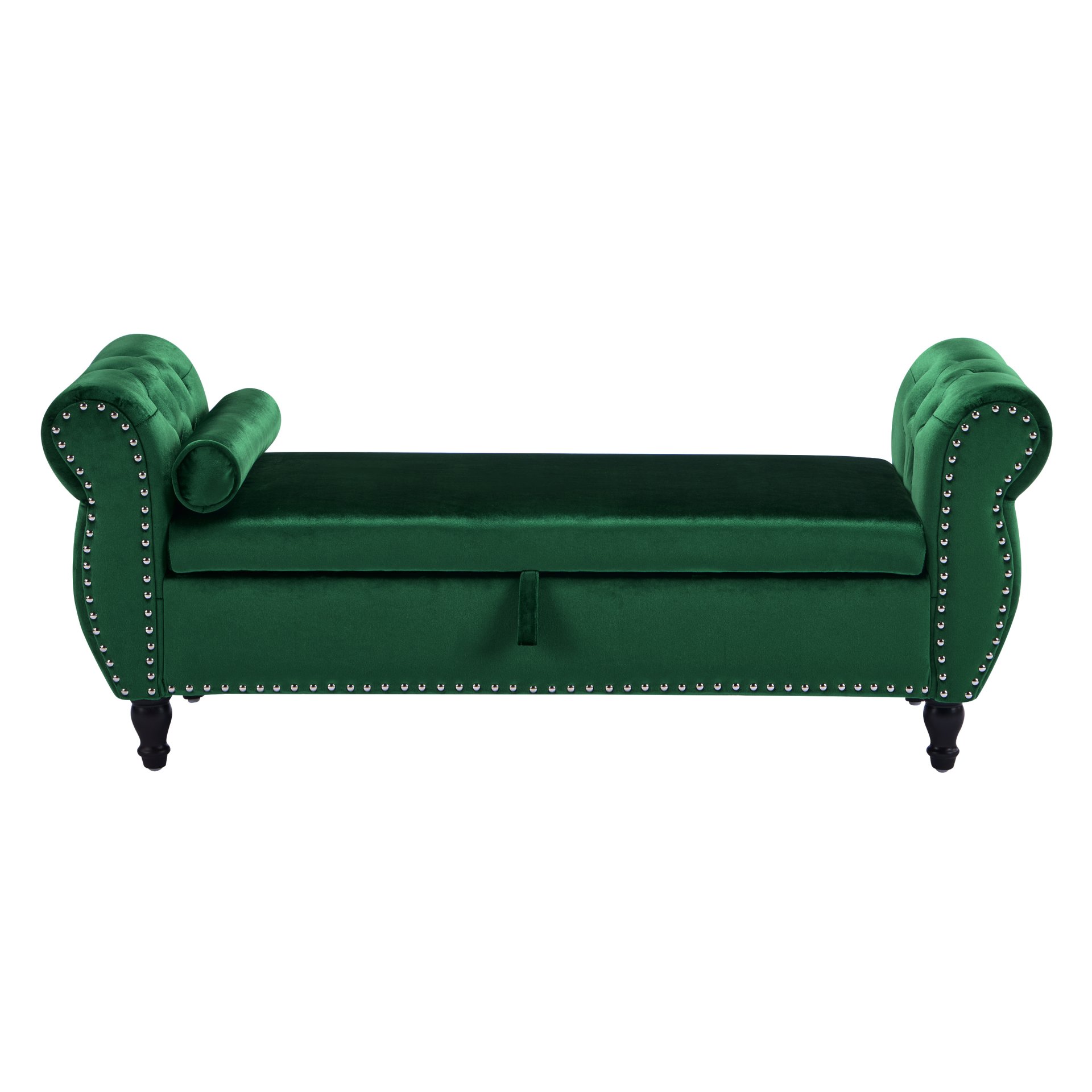 Multifunctional Storage Ottoman Bench With 1 Pillow - Emerald - Image 4