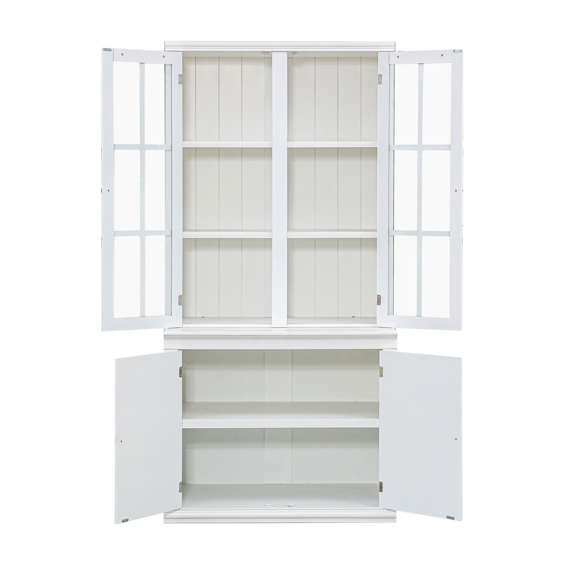 Retro Style Hutch Cabinet With Double Glass Doors, China Cabinet For Home, Office, Or Studio - White - Image 12
