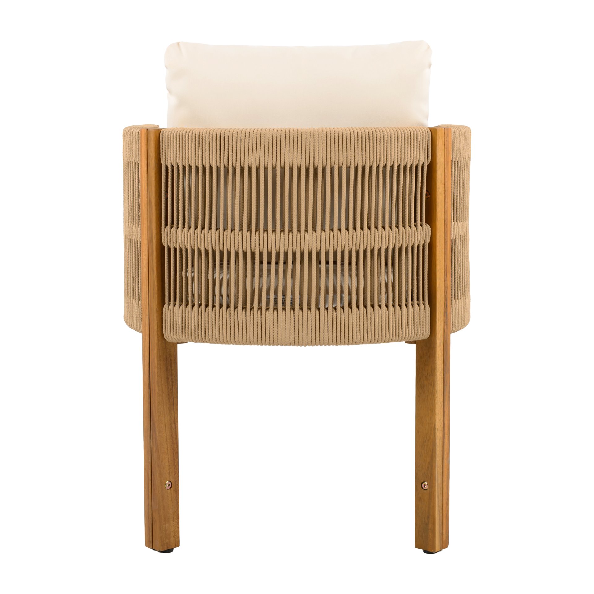 Outdoor Dining Chairs With Rope Handles (Set of 2) - Beige / Teak - Image 10