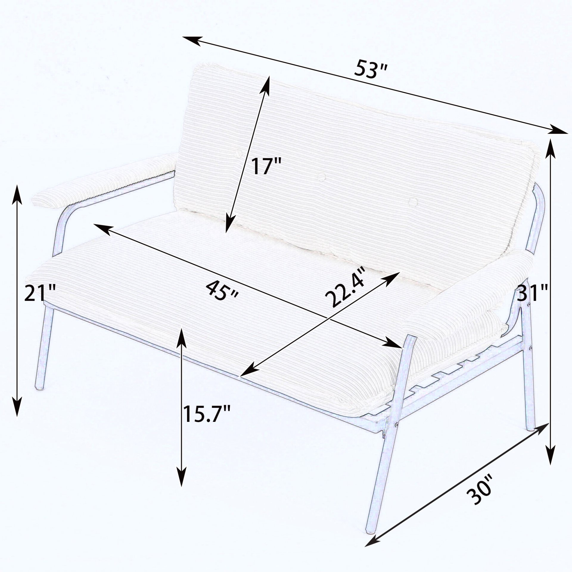 Modern Metal Frame Sofa With Sponge Filling For Compact Spaces And Versatile Use - Black - Image 3