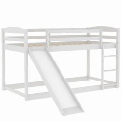 Twin Over Twin Bunk Bed With Convertible Slide And Ladder - White