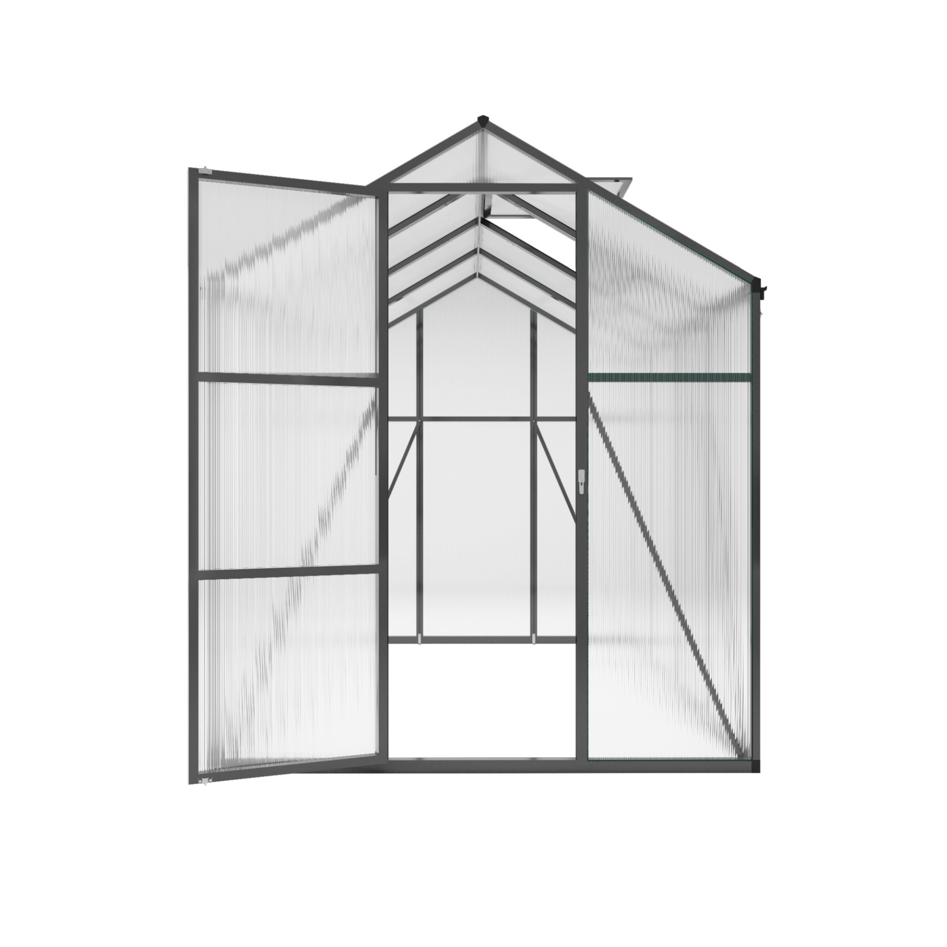 Gain Height Windproof Greenhouse 6 X 8 Ft Polycarbonate With Raised Base And Anchor Alloy Frame, All Season Outdoor Garden Shelter - Black - Image 10