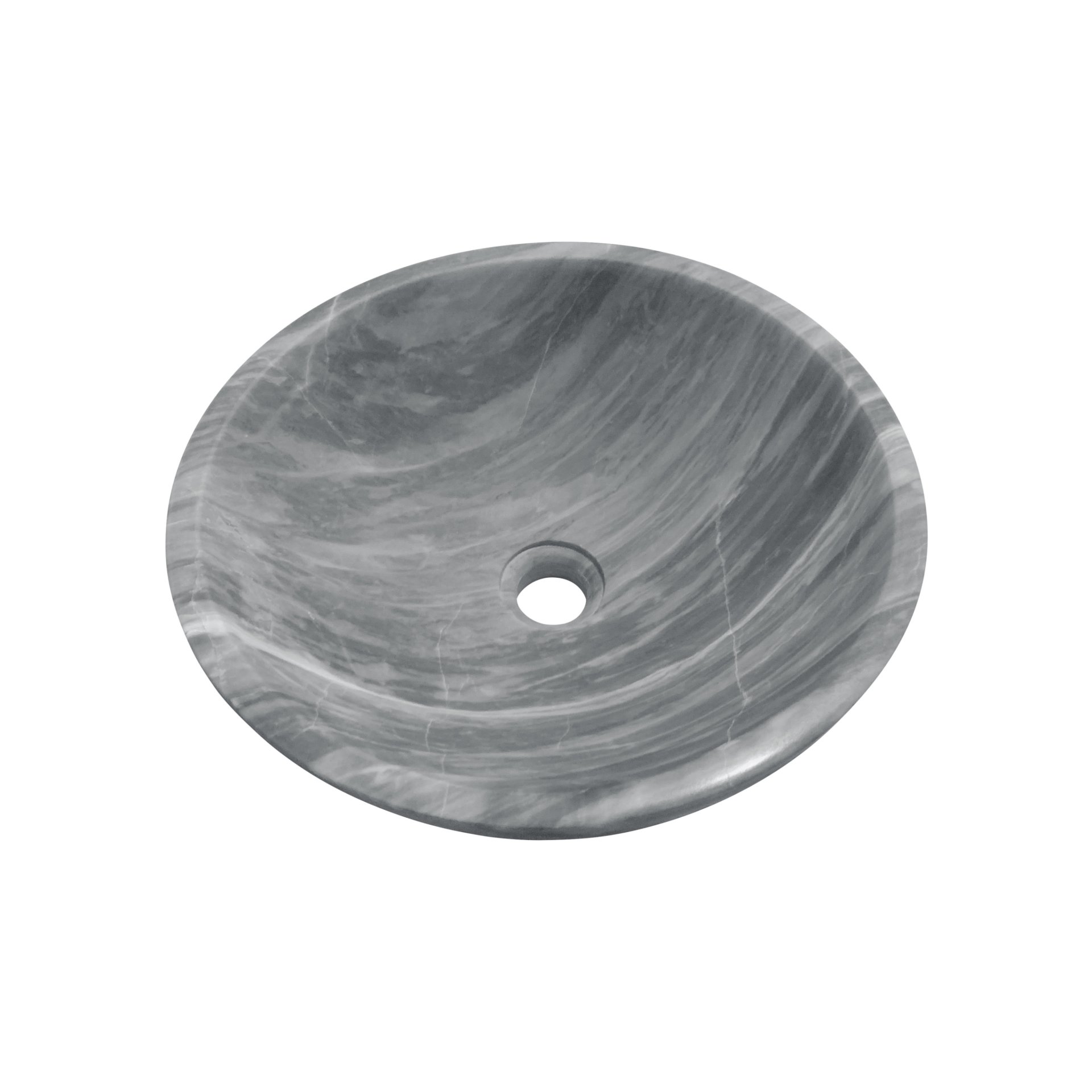 Bathroom Vessel Sink, Semi Polished Surface, Genuine Real Marble - Gray - Image 8