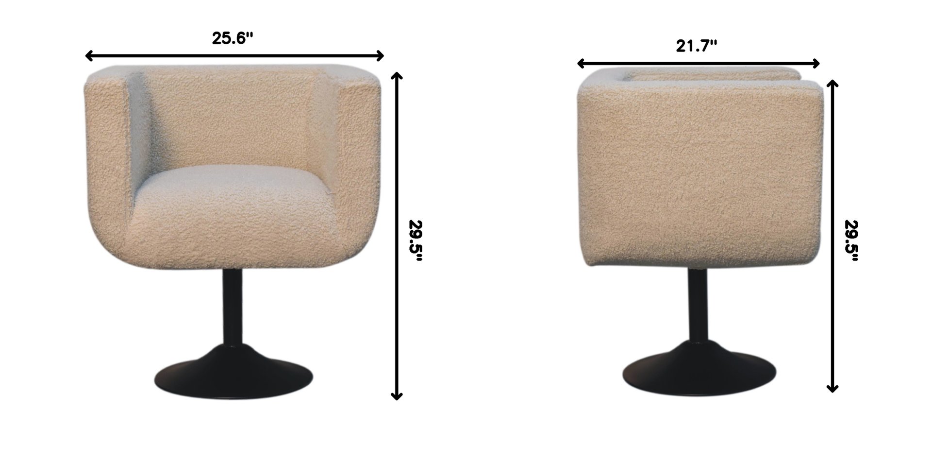 Boucle Swivel Chair - Cream - Image 11