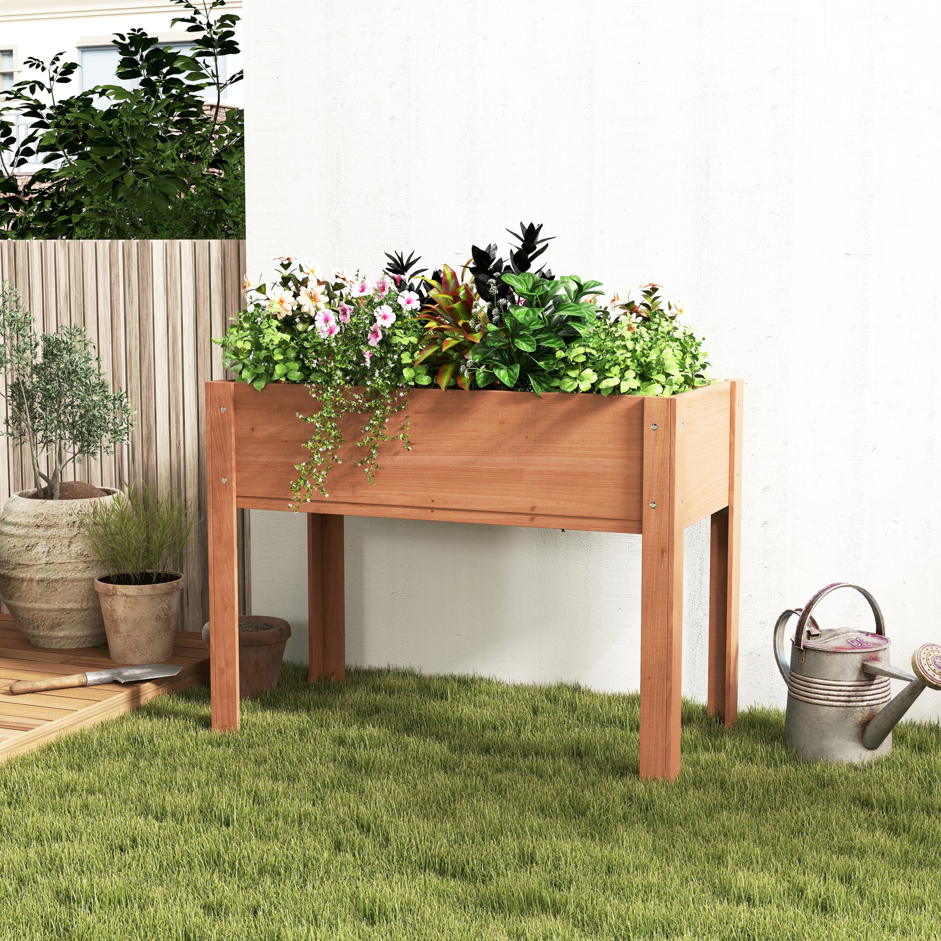 Raised Garden Bed & Legs, Elevated Planter Box For Outdoor Plants Flowers Fruits Vegetable Herb Growing - Coffee - Image 23